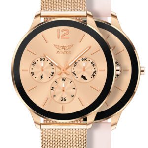 AVIATOR LADIES SMART TECHNIQUE WATCH ROSEGOLD EXTRA SILICONE STRAP